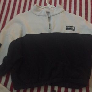 Adidas black and white crop top sweater